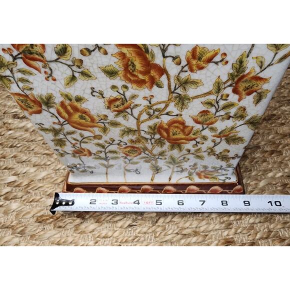 Wong Lee 1895 Rectangle Canister Box Jar Lid Floral Crackled Home Table Decor - Picture 7 of 12